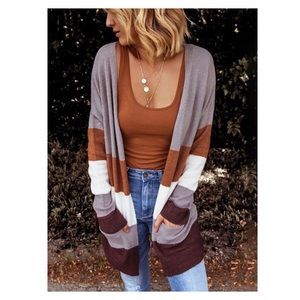 Colorblock V-Neck Pocket Cardigan